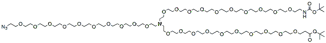 Molecular structure of the compound: N-(azide-PEG10)-N-(PEG10-N-boc)-N-(PEG10-t-butyl ester)