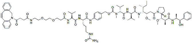 Molecular structure of the compound: DBCO-PEG2-Val-Cit-PAB-MMAE