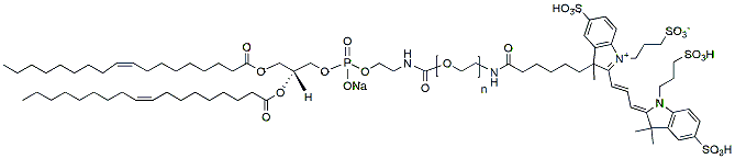 Molecular structure of the compound: DOPE-PEG-Fluor 555, MW 2,000