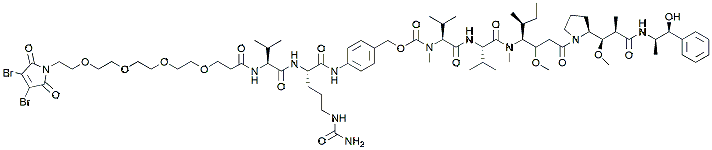 Molecular structure of the compound: 3,4-Dibromo-Mal-PEG4-Val-Cit-PAB-MMAE