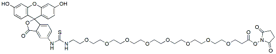 Molecular structure of the compound: Fluorescein-PEG8-NHS ester