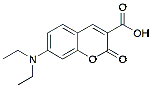 Molecular structure of the compound: 7-(dimethylamino)coumarin-3-carboxylic acid