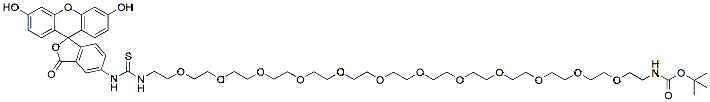 Molecular structure of the compound: Fluorescein-PEG12-(N-Boc)-Amine