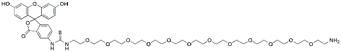 Molecular structure of the compound: Fluorescein-PEG12-amine, HCl salt