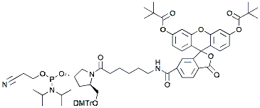 Molecular structure of the compound: FAM phosphoramidite, 6-isomer (hydroxyprolinol)