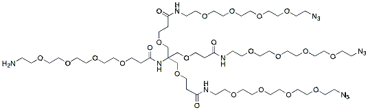 Molecular structure of the compound: Amine-PEG4-Amide-Tri(3-methoxypropanamide-PEG4-Azide) Methane