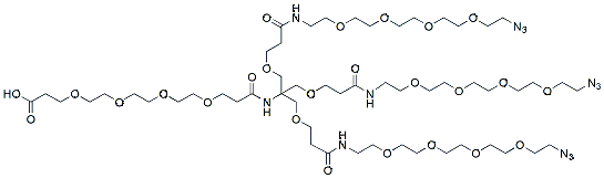 Molecular structure of the compound: Acid-PEG4-Amide-Tri(3-methoxypropanamide-PEG4-Azide) Methane