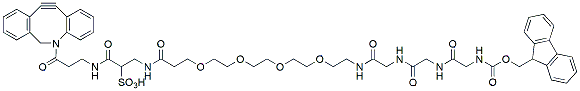 Molecular structure of the compound: Fmoc-Gly-Gly-Gly-PEG4-Sulfo DBCO