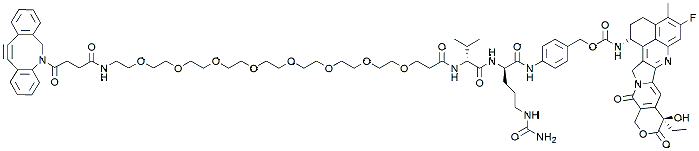 Molecular structure of the compound: DBCO-PEG8-Val-Cit-PAB-Exatecan