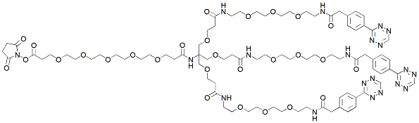 Molecular structure of the compound: NHS-PEG5-tris-PEG3-tetrazine