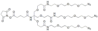 Molecular structure of the compound: NHS-C5-tris-PEG3-azide