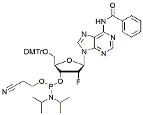 Molecular structure of the compound: DMT-2Fluoro-dA(bz) Amidite