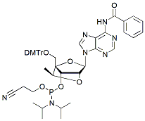 Molecular structure of the compound: 5-ODMT cEt N-Bz A Phosphoramidite (Amidite)