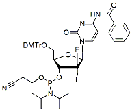 Molecular structure of the compound: 5’-O-DMTr-2’,2’-difluoro-dC(Bz)-3’-CED-phosphoramidite