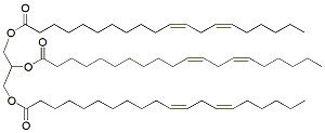 Molecular structure of the compound: 11,14-Eicosadienoic acid, 1,2,3-propanetriyl ester,(11Z,11Z,11Z,14Z,14Z,14Z)-