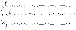 Molecular structure of the compound: 11,14,17-Eicosatrienoic acid, 1,2,3-propanetriyl ester,(11Z,11Z,11Z,14Z,14Z,14Z,17Z,17Z,17Z)-