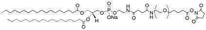 Molecular structure of the compound: DSPE-PEG-Succinimidyl Valerate, MW 3,400