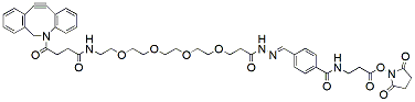 Molecular structure of the compound: DBCO-PEG4-Hydrazone-NHS Ester