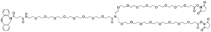 Molecular structure of the compound: N-(DBCO-PEG8-carbonyl)-N-bis(PEG8-NHS ester)