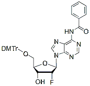 Molecular structure of the compound: 5-O-Dmt-n6-benzoyl-2-fluoro-2-deoxyadenosine