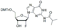 Molecular structure of the compound: 5-O-Dmt-n2-isobutyryl-2-fluoro-2-deoxyguanosine