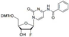 Molecular structure of the compound: 5-O-DMT-N4-Benzoyl-2-fluoro-2-deoxycytidine