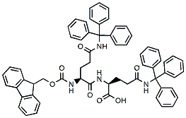 Molecular structure of the compound: Fmoc-Gln(Trt)-Gln(Trt)-OH