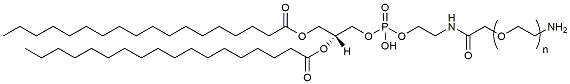 Molecular structure of the compound: DSPE-PEG-Amine ammonium salt, MW 2,000