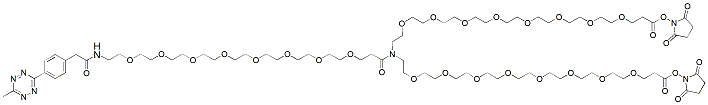 Molecular structure of the compound: N-(Methyltetrazine-PEG8-carbonyl)-N-bis(PEG8-NHS ester)