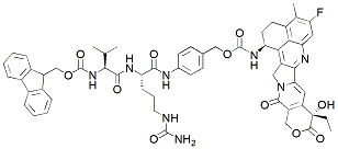 Molecular structure of the compound: Fmoc-Val-Cit-PAB-Exatecan