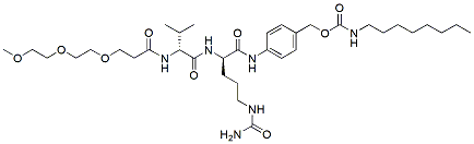 Molecular structure of the compound: m-PEG3-Val-Cit-PAB-N-amido-C8