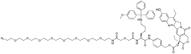Molecular structure of the compound: SN38-PAB-Lys(MMT)-oxydiacetamide-PEG8-N3