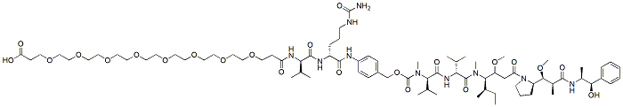 Molecular structure of the compound: Acid-PEG8-Val-Cit-PAB-MMAE