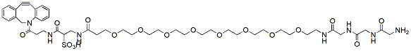Molecular structure of the compound: Sulfo DBCO-PEG8-Gly-Gly-Gly