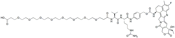 Molecular structure of the compound: acid-PEG8-Val-Cit-PAB-Exatecan