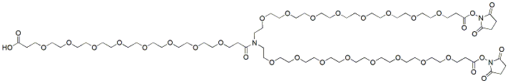 Molecular structure of the compound: N-(Acid-PEG8-carbonyl)-N-bis(PEG8-NHS ester)