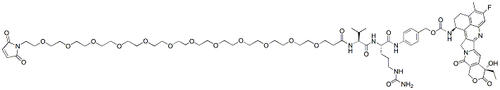 Molecular structure of the compound: Mal-PEG12-Val-Cit-PAB-Exatecan