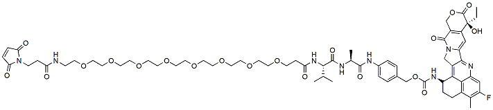 Molecular structure of the compound: Mal-PEG8-Val-Ala-PAB-Exatecan