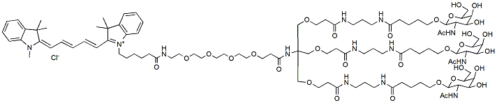 Molecular structure of the compound: Tri-GalNAc-PEG4-Cy5