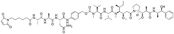 Molecular structure of the compound: Mc-Alanyl-Alanyl-Asparagine-PAB-MMAE