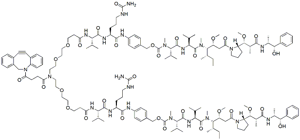 Molecular structure of the compound: DBCO-(PEG2-VC-PAB-MMAE)2