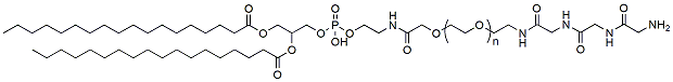Molecular structure of the compound: DSPE-PEG-Gly-Gly-Gly TFA salt, MW 5,000