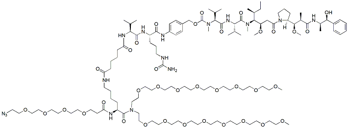 Molecular structure of the compound: Azido-PEG4-Lys-(C6-Val-Cit-PAB-MMAE)-bis(m-PEG8)