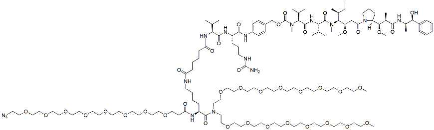 Molecular structure of the compound: Azido-PEG8-Lys-(C6-Val-Cit-PAB-MMAE)-bis(m-PEG8)