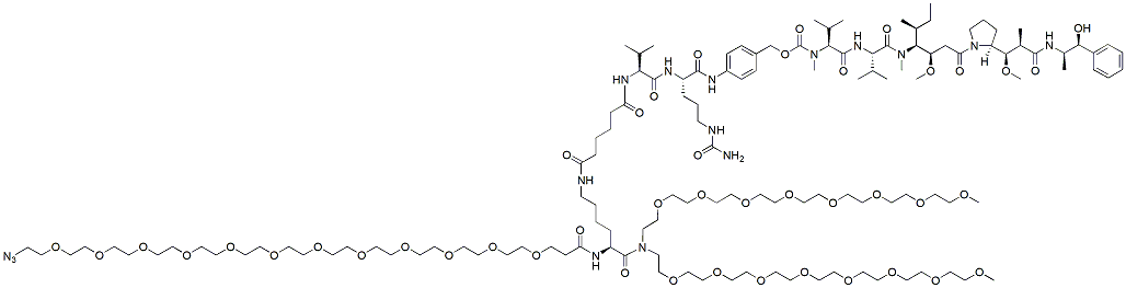 Molecular structure of the compound: Azido-PEG12-Lys-(C6-Val-Cit-PAB-MMAE)-bis(m-PEG8)