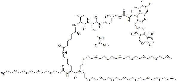 Molecular structure of the compound: Azido-PEG4-Lys-(C6-Val-Cit-PAB-Exatecan)-bis(m-PEG8)