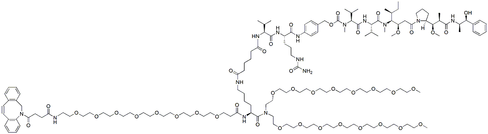 Molecular structure of the compound: DBCO-PEG8-Lys-(C6-Val-Cit-PAB-MMAE)-bis(m-PEG8)