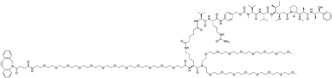 Molecular structure of the compound: DBCO-PEG12-Lys-(C6-Val-Cit-PAB-MMAE)-bis(m-PEG8)