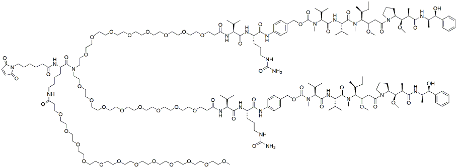 Molecular structure of the compound: N1-(Mal-C6-carbonyl)-N6-(m-PEG12)-Lys-bis(PEG8-Val-Cit-PAB-MMAE)