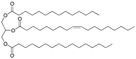 Molecular structure of the compound: 1-Myristoyl-2-Oleoyl-3-Palmitoyl-rac-glycerol (methyl acetate solution)